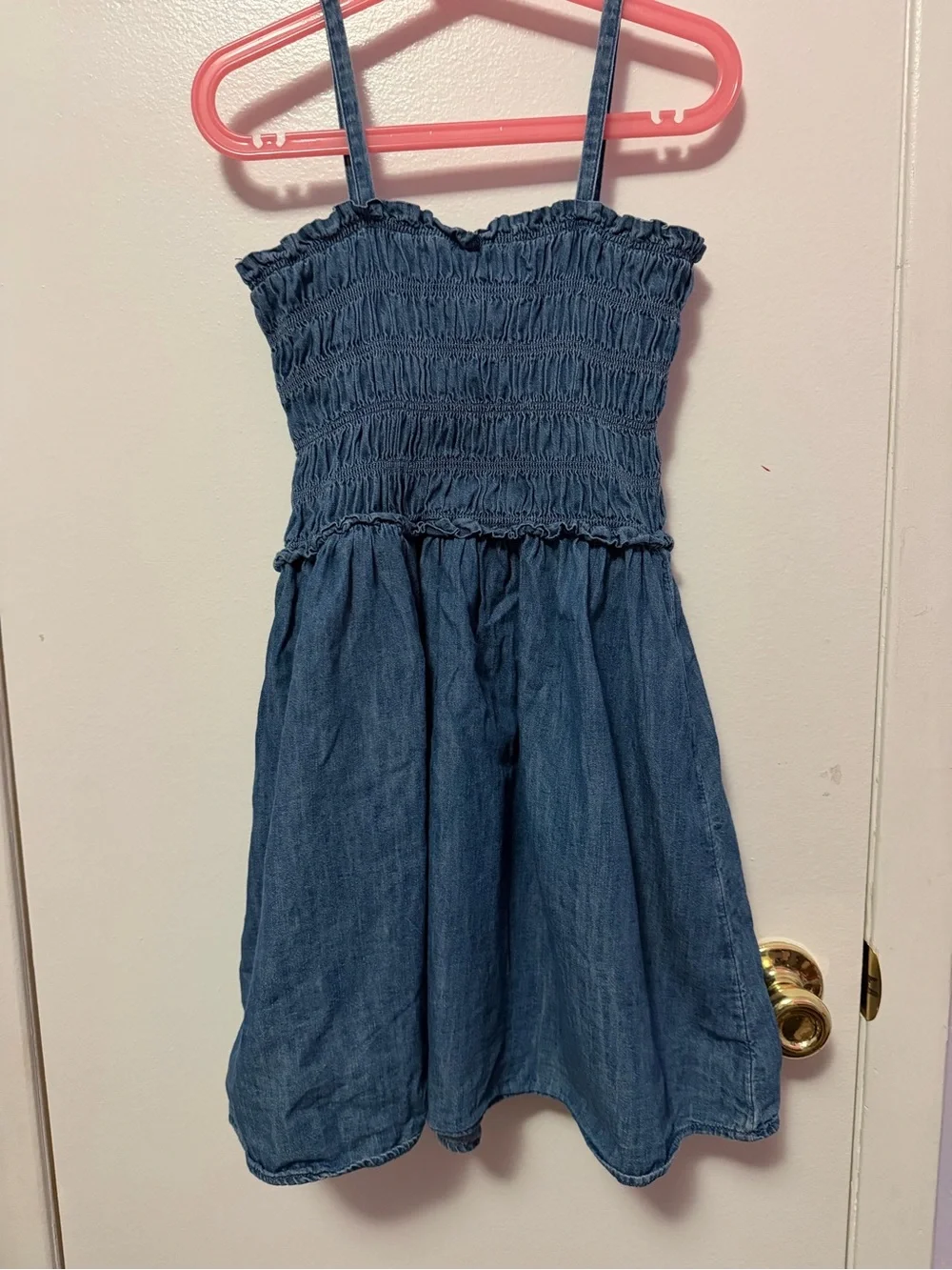 GAP Blue Smocked Chambray Sundress with Straps